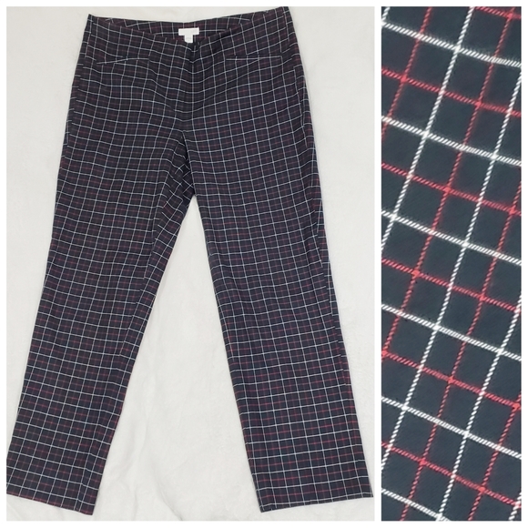 red plaid dress pants